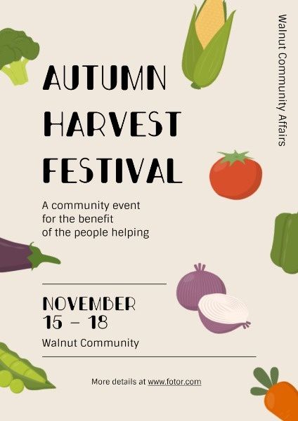 thanksgiving, fruit, event, Simple Autumn Harvest Festival Poster Template