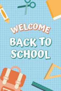 new semester, back 2 school, grid, Welcome Back to School Pinterest Post Template