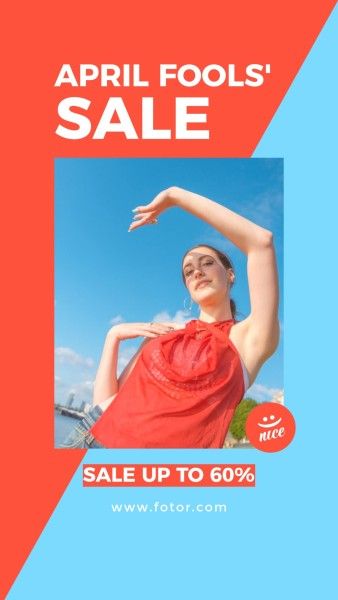 Red And Blue Fashion April Fools' Sale Instagram Story