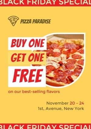 pizza paradise, buy 1 get 1, sales, Black Friday Sale Flyer Template