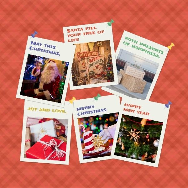 holiday, wishes, gift, Merry Christmas Collage Instagram Post Template