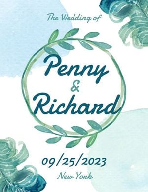 love, anniversary, life, Green Watercolor Wedding Ceremony Event Program Template