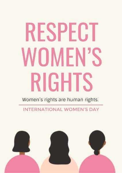 all in for equality, quote, international womens day, Cute Pink Girls Women's Right Poster Template