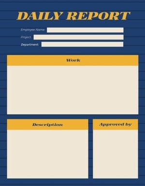 business, work, company, Blue And Yellow Simple Progress Daily Report Template