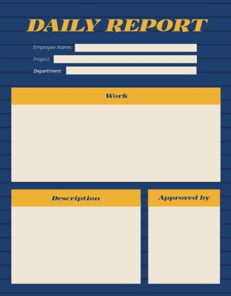  business,  work,  company, Blue And Yellow Simple Daily Progress Report Daily Report Template