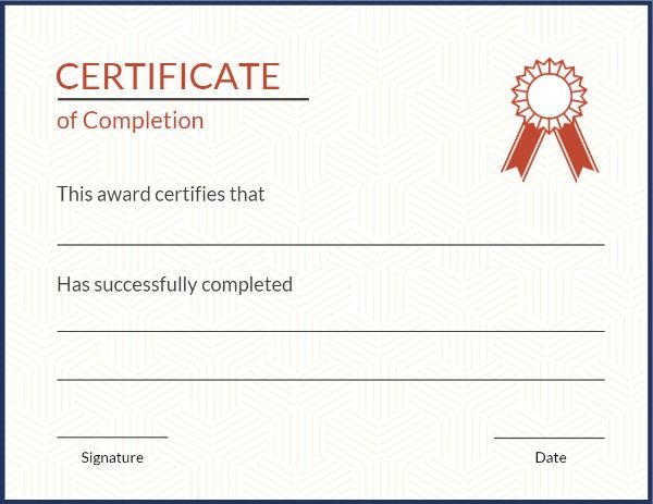 Certificate of Completion Certificate