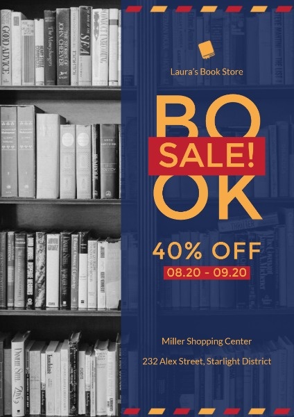 Book Store Back To School Sale Poster