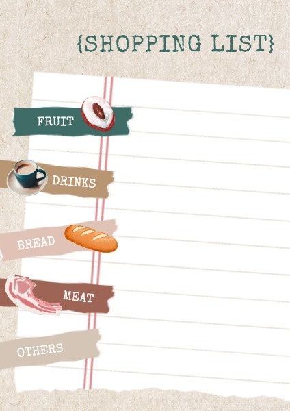 schedule, to do list, fruit, Notebook Shopping List Planner Template