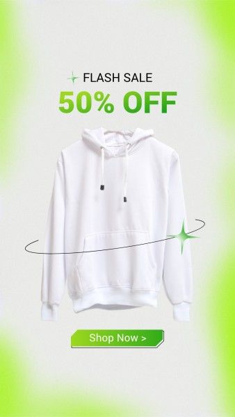 promotion, hoodie, sweatshirt, White And Green Gradient Clothing Sale Product Photo Instagram Story Template
