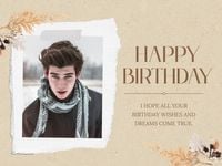 greeting, celebration, celebrate, Beige Photo Collage Happy Birthday Card Template