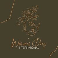 happy womens day, women power, illustration, Dark Green Illustrated International Womens Day Instagram Post Template