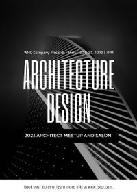 ticket, building, life, Black And White Architecture Design Summit Poster Template