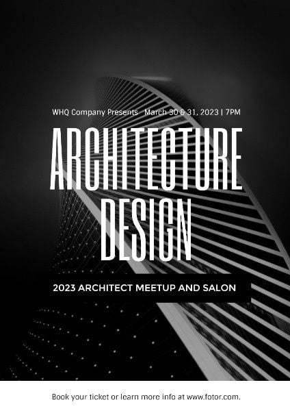 ticket, building, life, Black And White Architecture Design Summit Poster Template