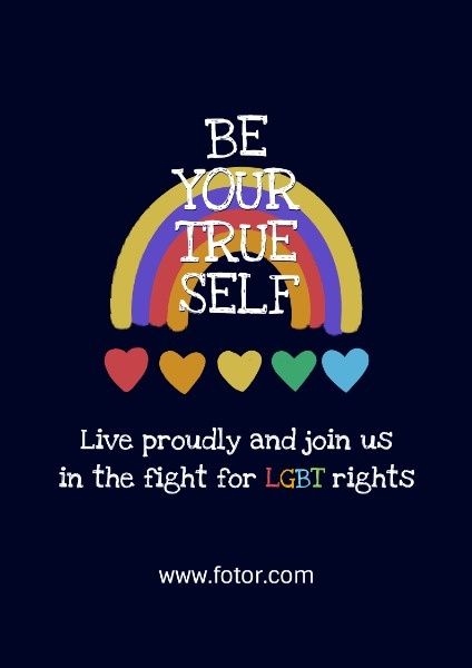 love, lgbt, pride, Black Rainbow Heart Quote Poster Template
