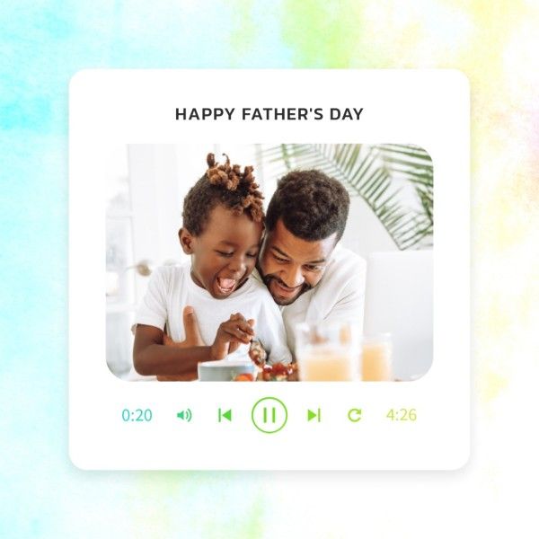 dad, kid, family, Light Green Gradient Happy Father's Day Instagram Post Template