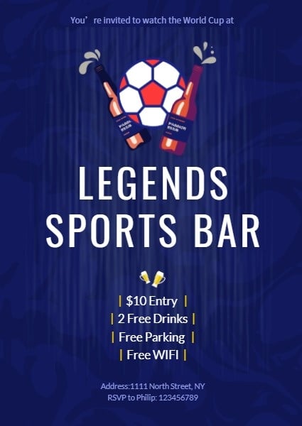 Legends Sports Bar Invitation