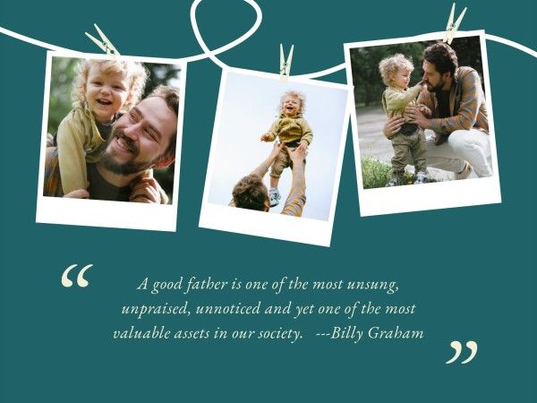 dad, happy, wish, Green Father's Day Photo Collage 4:3 Template