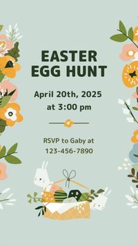 event, activity, festival, Soft Green Aesthetic Flower Easter Egg Hunt Instagram Story Template