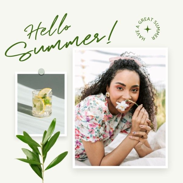 greeting, organic, leaf, Fresh Summer Photo Collage Instagram Post Template