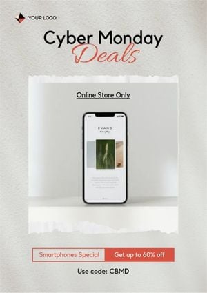sale, business, commercial, White Cyber Monday Deals Poster Template