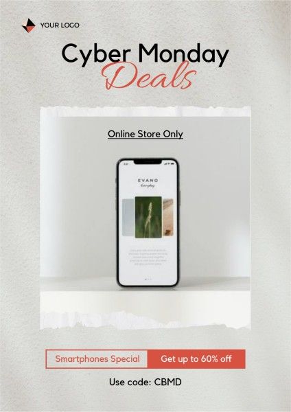 White Cyber Monday Deals Poster