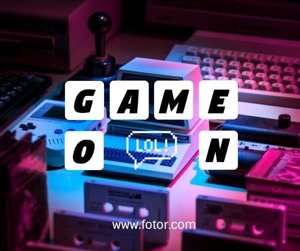 game on, entertainment, life, Purple Gaming Machine Facebook Post Template
