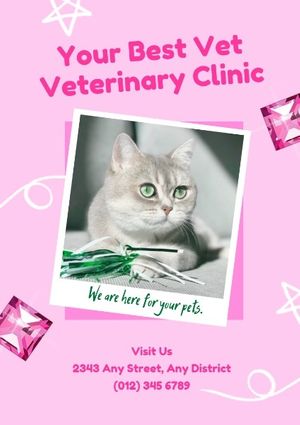 veterinary, hospital, animal hospital, Pink Pet Clinic Poster Template
