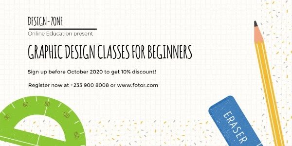 design course, study, training, Graphic Design Classes For Beginner Twitter Post Template