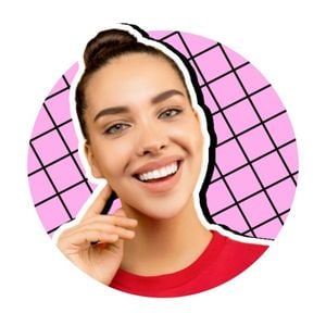female, photo, image cutout, Pink Grid Pattern Social Media Profile Picture Avatar Template
