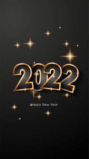 star, illustration, holiday, Balck Elegant 2022 Happy New Year Instagram Story Template
