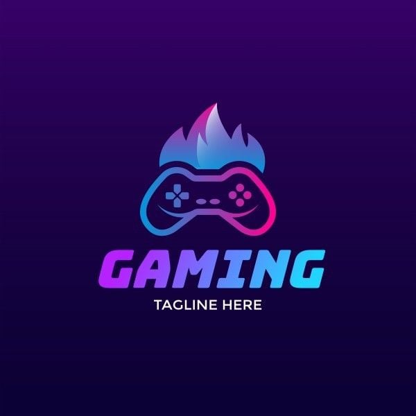  game logo, game studio, gamepad, Purple Gradient Game Company Logo Template
