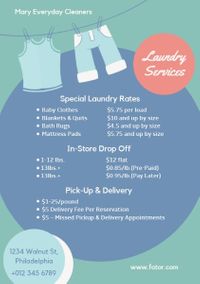 service, laundry service, cleaning, Laundry Store Price List Flyer Template