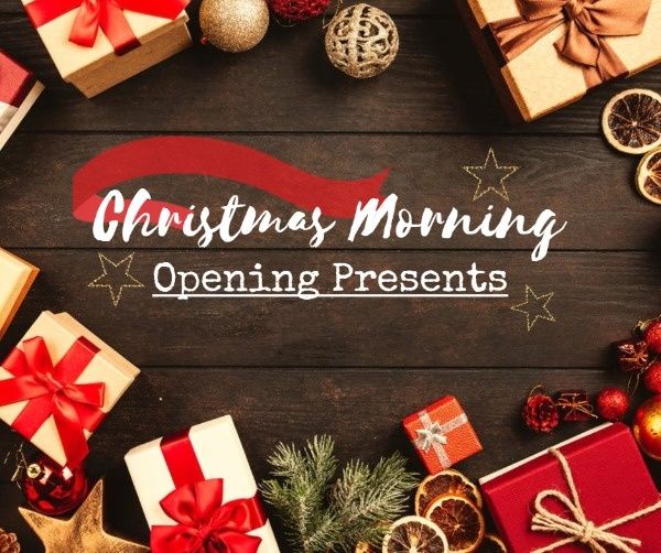 gift, holiday, open gift, Christmas Opening Presents Facebook Post Template
