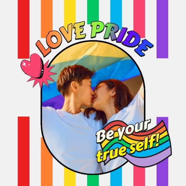 lgbt, lgbtq, lgbtq pride, Colorful Rainbow Pride Month Love Instagram Post Template