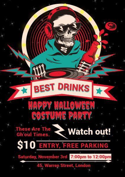 holiday, vacation, life, Costume Halloween Costume Party Flyer Template