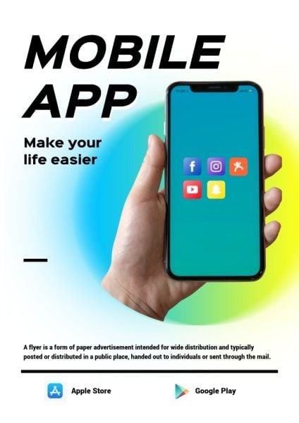application, ai tech, technology, White And Green Modern Mobile App Advertising Flyer Template
