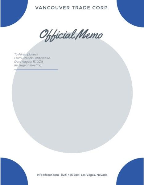 business, official memo, work, Gray And Blue Background Memo Template