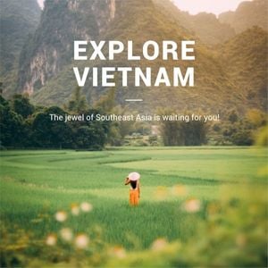 asia, tour, journey,  Vietnam Travel Quote Instagram Post Template
