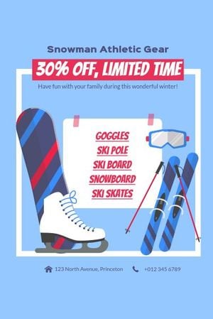 sale, promotion, business, Snowman Athletic Gear  Discount Pinterest Post Template