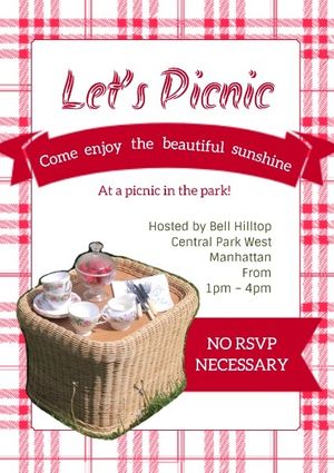 food, invite, family, Pink Picnic Invitation Poster Template