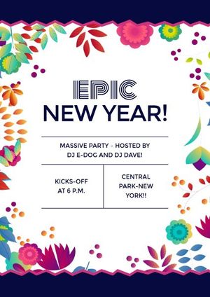 happy new year, new years, festival, Epic New Year Party Invitation Template