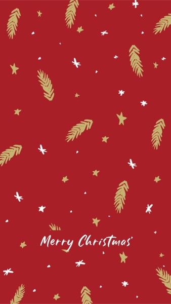 christmas, greeting, illustration, Red Leaf Chrismtas Phone Background Mobile Wallpaper Template