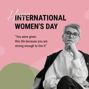 ピンクグレーモダン引用ハッピー国際女性デー Instagram投稿