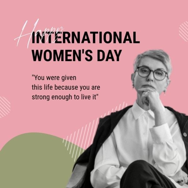 women power, happy womens day, greeting, Pink Gray Modern Quote Happy International Womens Day Instagram Post Template