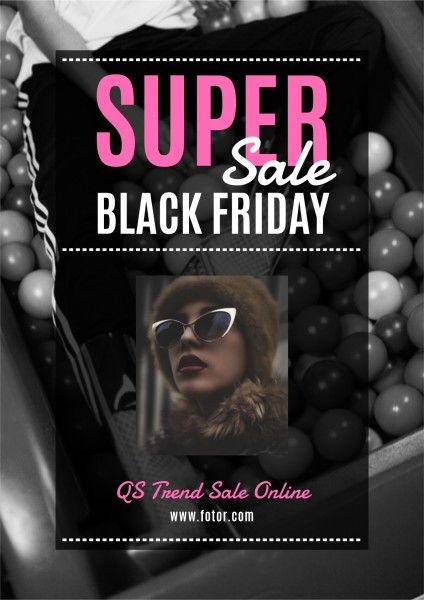fashion, promotion, discount, Black Friday Super Sale Poster Template