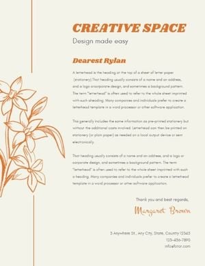 business, office, company, Botanical Artistic Studio Letter Letterhead Template