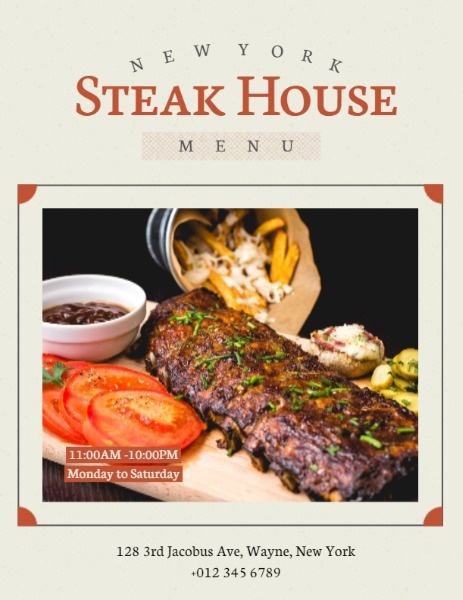 Steak House Cover Menu