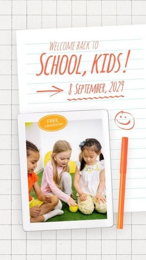 White Grid Background Illustration Back To School Photo Collage Instagram Story