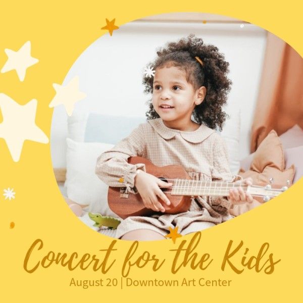 concert, kids, music, Yellow Background Instagram Post Template