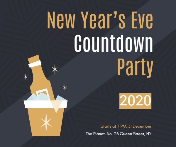 invite, invites, event, New Year's Eve Countdown Party Invitation Facebook Post Template